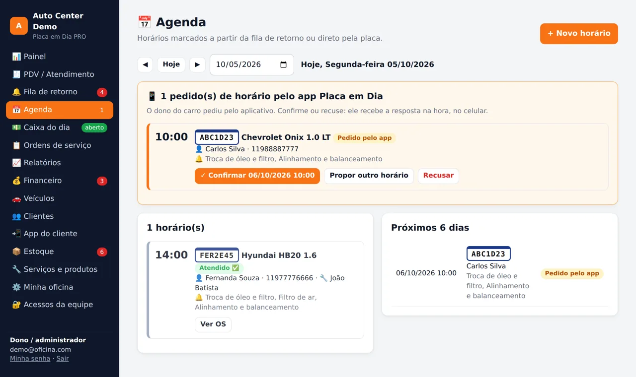 Agendamento pelo app